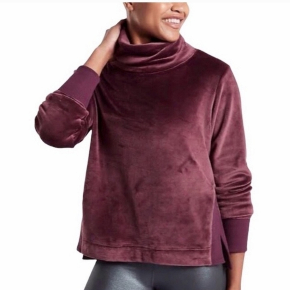 Athleta double cozy karma funnel neck plush mock neck pullover